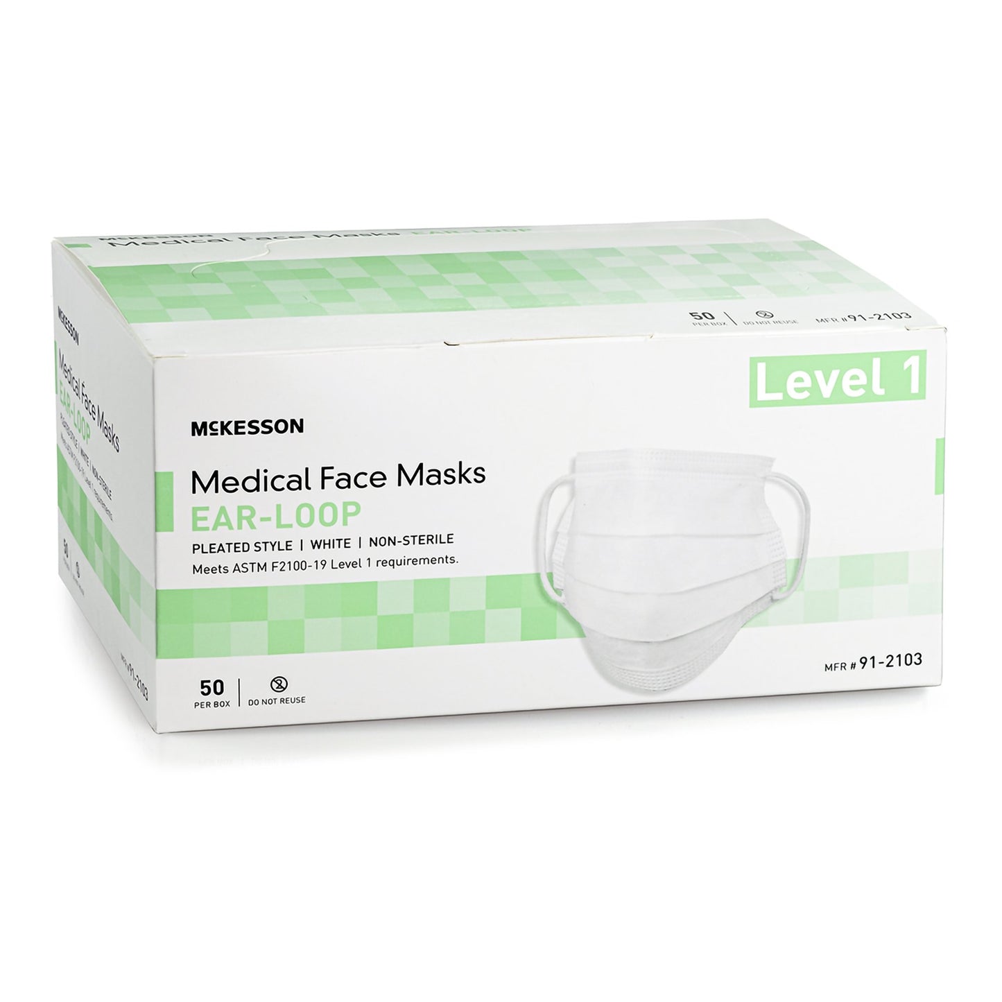McKesson Procedure Mask ASTM Level 1 Earloops One Size Fits Most (1196786_CS)