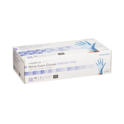 McKesson Confiderm® 4.5C Exam Glove X-Large NonSterile Nitrile Standard Cuff Length Textured Fingertips Blue Chemo Tested (921605_BX)