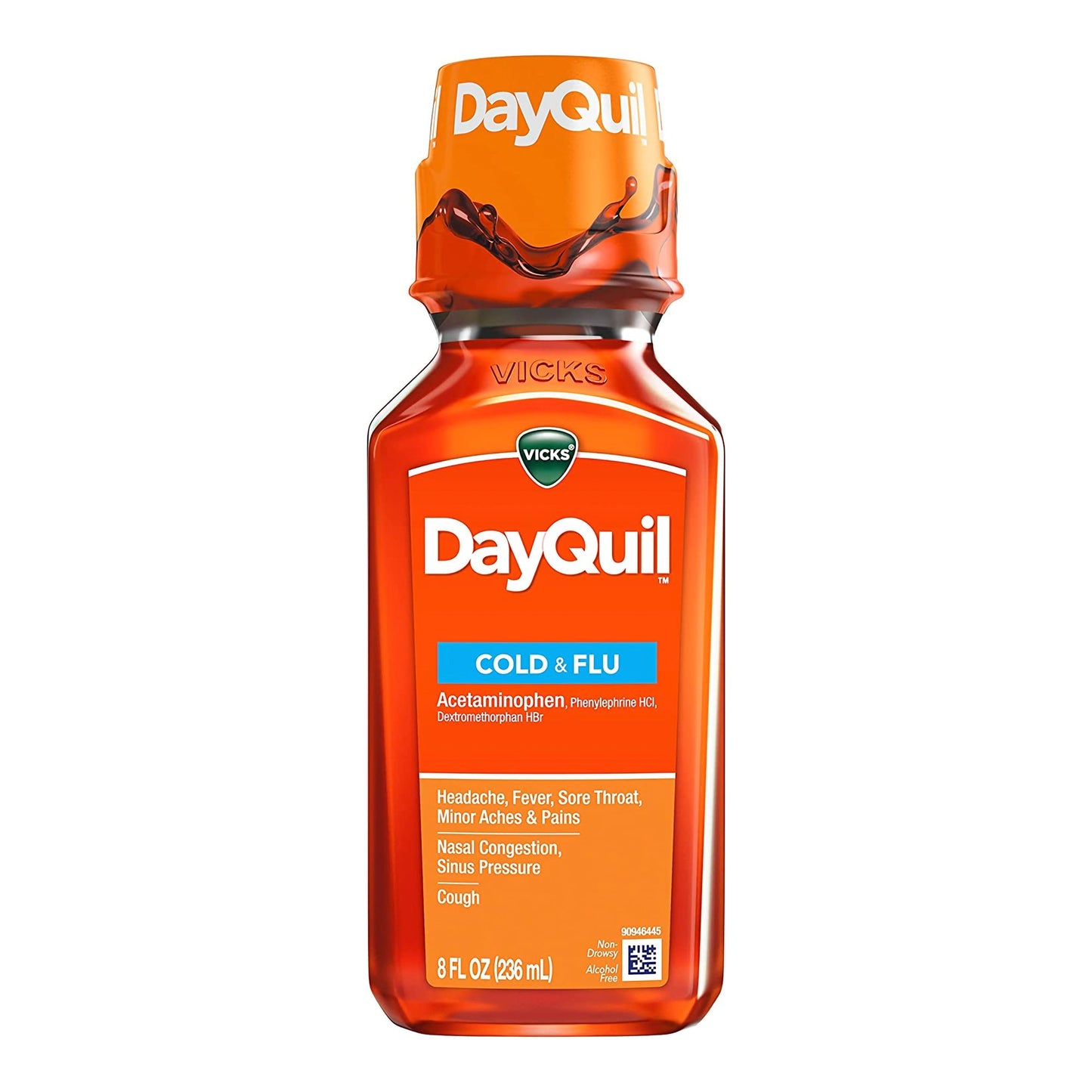 DayQuil® Cold & Flu Cold and Cough Relief 325 mg - 10 mg - 5 mg / 15 mL Strength Liquid 8 oz. (829815_EA)