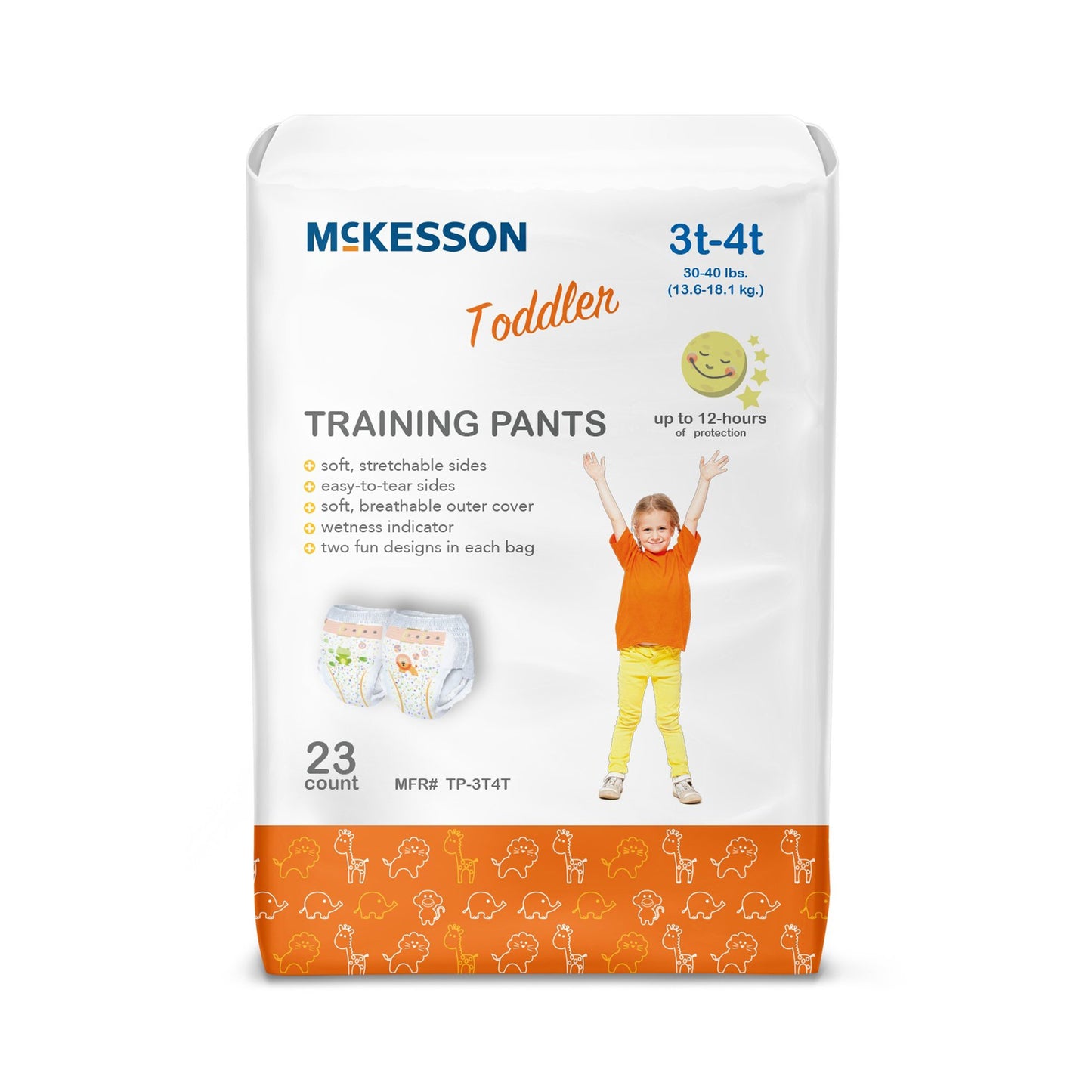 McKesson Unisex Toddler Training Pants Pull On with Tear Away Seams Size 3T to 4T Disposable Heavy Absorbency (1144482_CS)