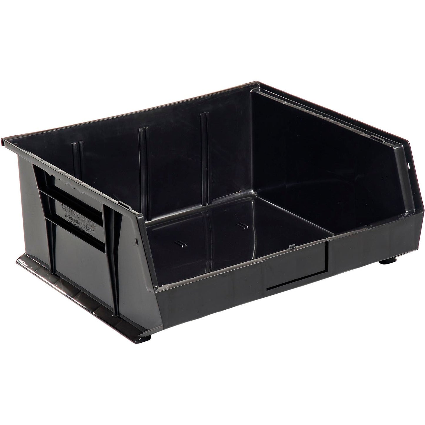 Global Industrial Plastic Hang & Stack Bin, 14-3/4"L x 16-1/2"W x 7"H, Black (WB269686BK)