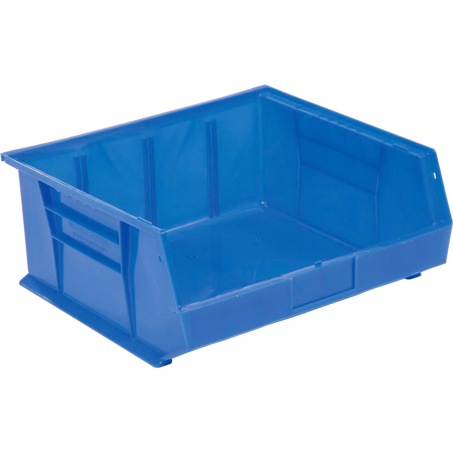 Global Industrial Plastic Hang & Stack Bin, 14-3/4"L x 16-1/2"W x 7"H, Blue (WB269686BL)