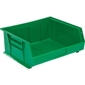 Global Industrial Plastic Hang & Stack Bin, 14-3/4"L x 16-1/2"W x 7"H, Green (WB269686GN)