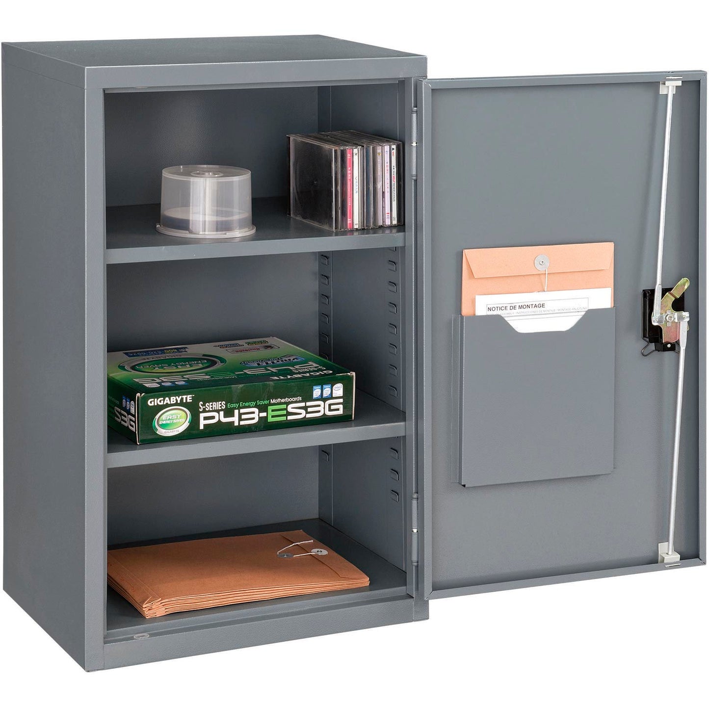Global Industrial Wall Mount Storage Cabinet, 19-7/8"W x 14-1/4"D x 32-3/4"H, Assembled Gray (WB269877GY)