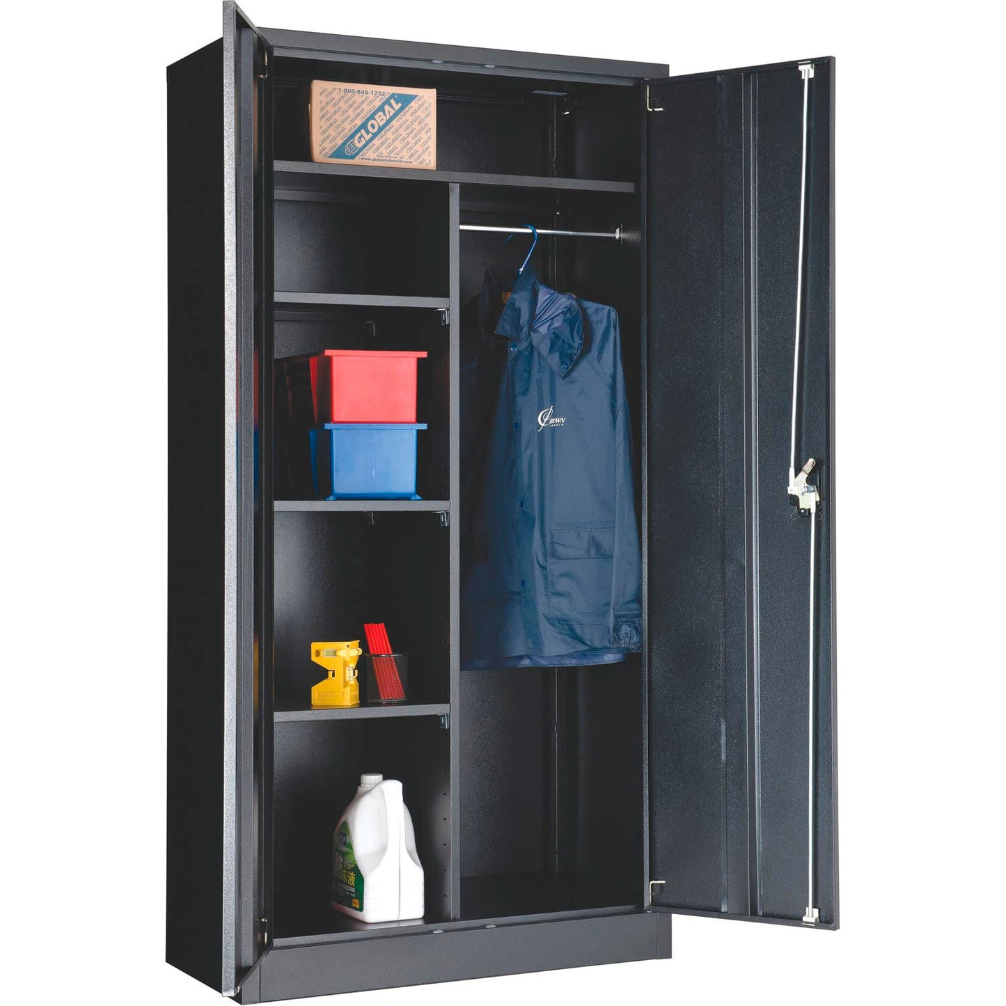 Global Industrial Combination Storage Cabinet, 36"W x 18"D x 72"H, Black, Unassembled (WB269878BK)