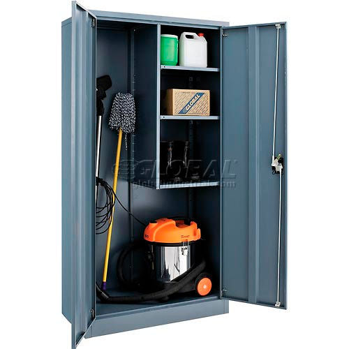 Global Industrial Janitorial Cabinet, 36"W x 18"D x 72"H, Assembled, Gray (WB269903GY)