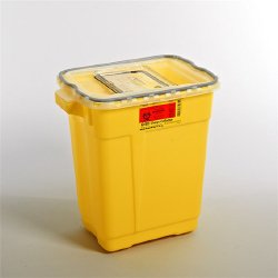 BD™ Chemotherapy Waste Container Yellow Base 18-1/2 X 17-3/4 X 11-3/4 Inch Vertical Entry 9 Gallon (452911_CS)