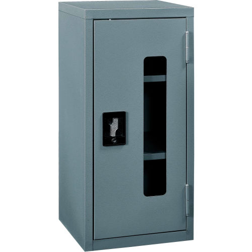 Global Industrial Clear View Wall Storage Cabinet, 13-3/4"W x 12-3/4"D x 30"H, Assembled, Gray (WB270017GY)