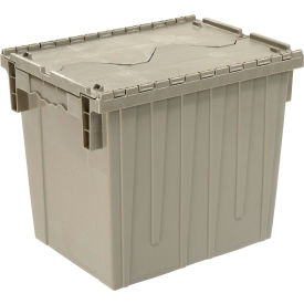 Global Industrial Plastic Attached Lid Shipping & Storage Container 18"L x 13"W x 15"H, Gray (WB270281GY)