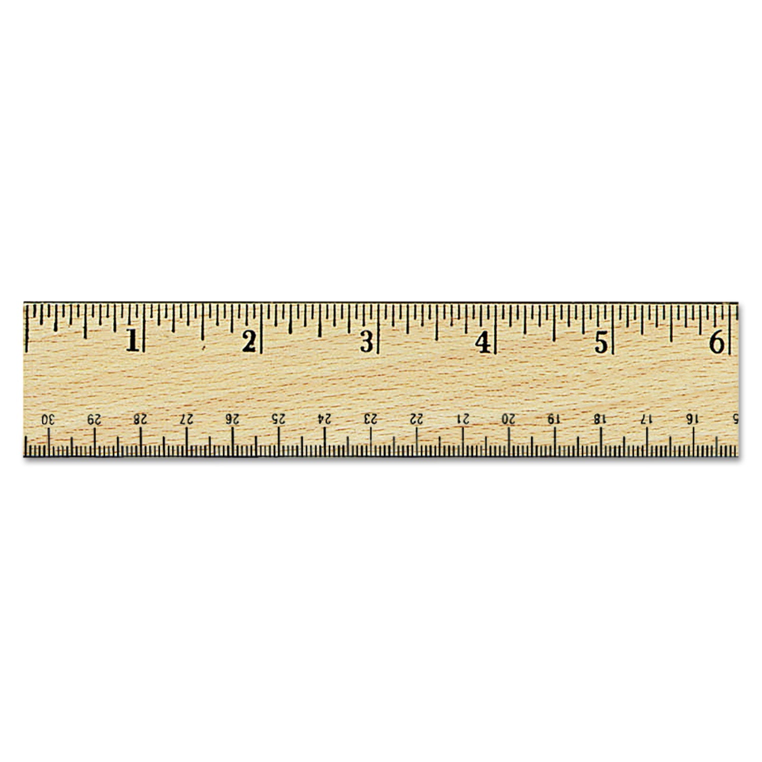 Universal® Flat Wood Ruler w/Double Metal Edge, Standard, 12