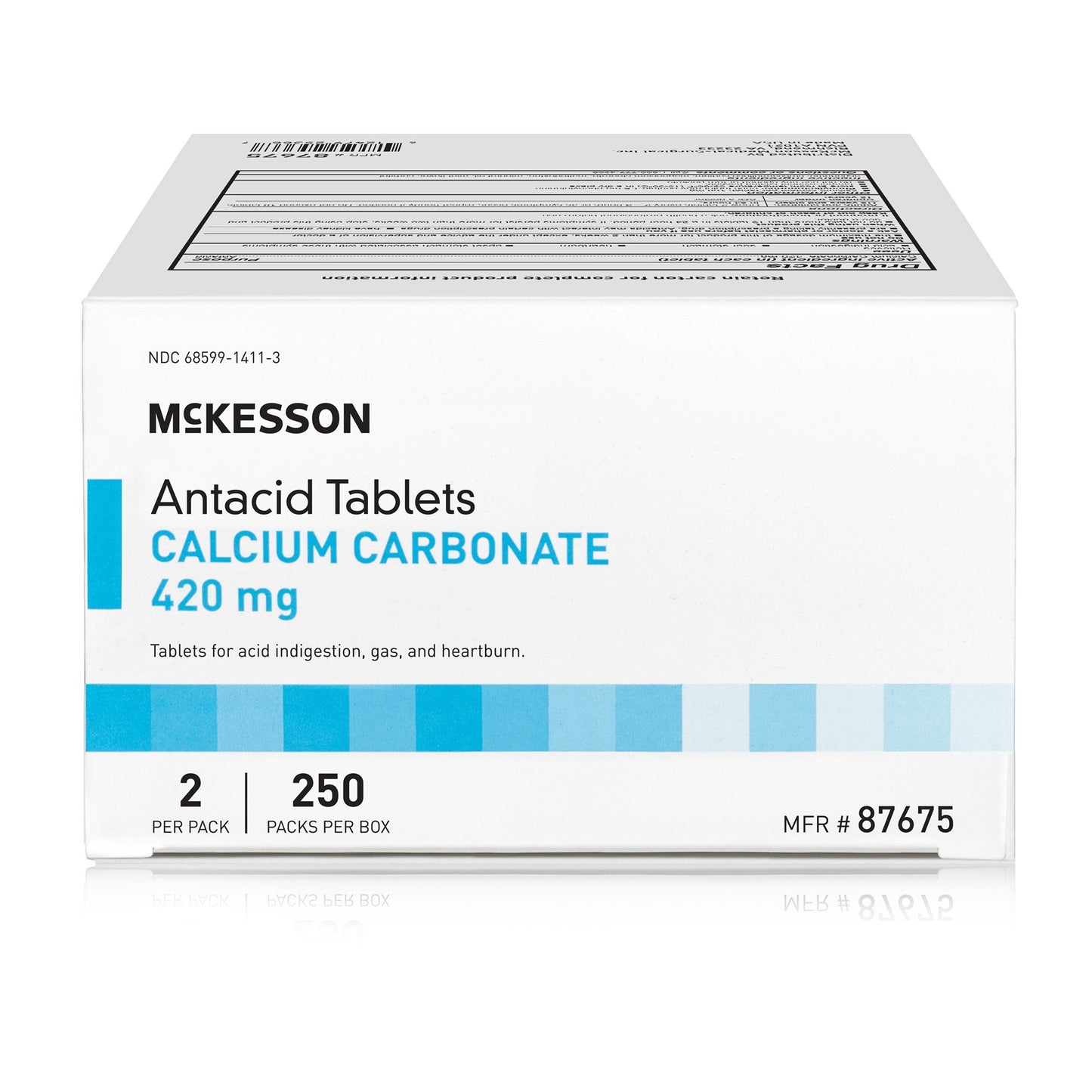 McKesson Brand Antacid 420 mg Strength Tablet 250 Packets per Box, 2 Tablets per Packet (1111738_BX)