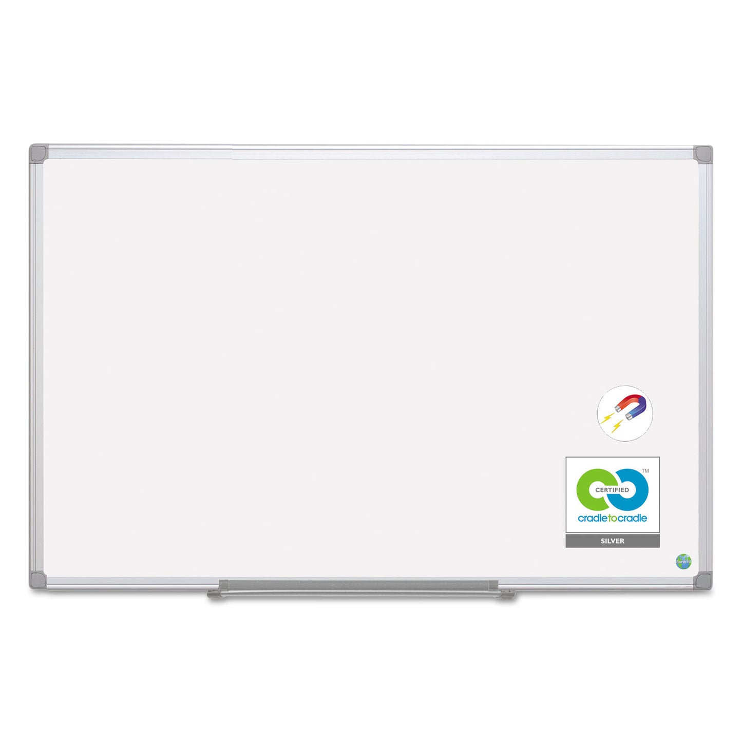 MasterVision® Earth Silver Easy Clean Magnetic Dry Erase Boards, 72" x 48", White Surface, Satin Aluminum Frame (BVCCR1220790)