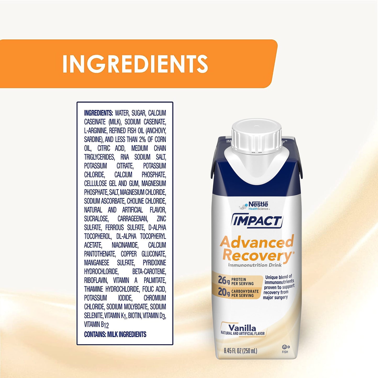 Impact Advanced Recovery® Oral Supplement Vanilla Flavor Liquid 8.45 oz. Reclosable Carton (1196661_EA)