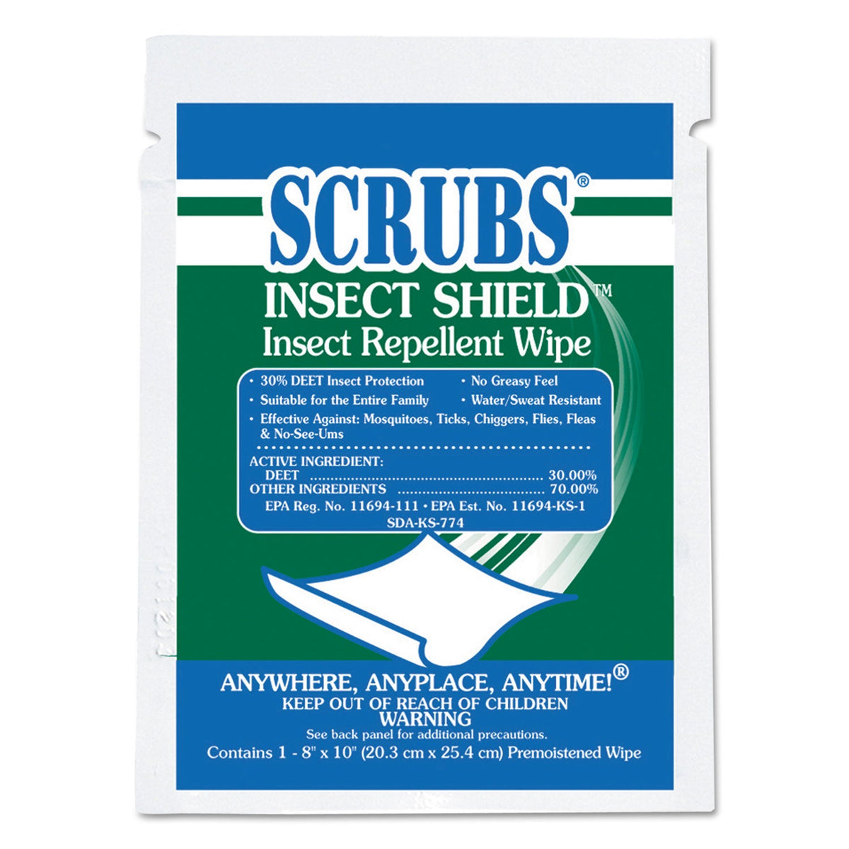 Insectashield SCRUBS® Insect Shield Insect Repellent Wipes, 8 x 10, Floral, 100/Cart ...
