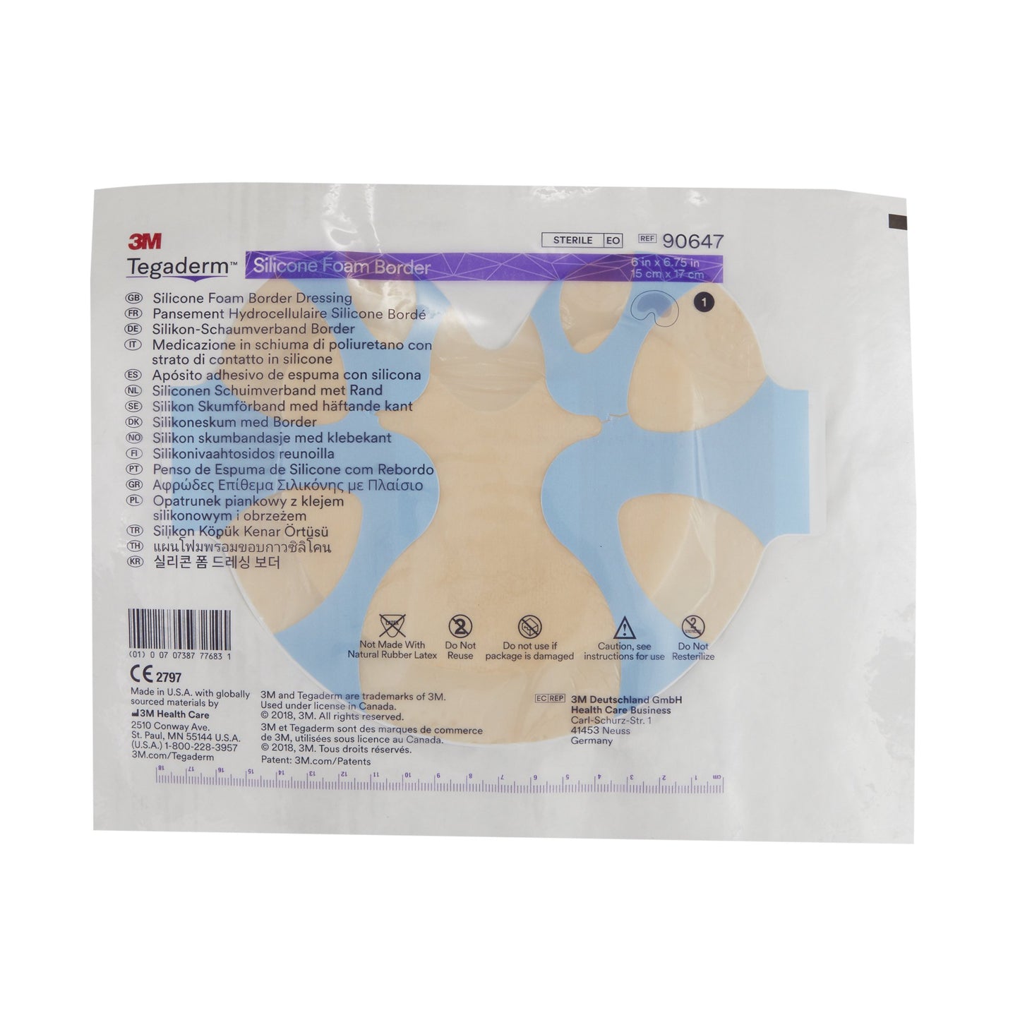 3M™ Tegaderm™ Foam Dressing 6 X 6-3/4 Inch With Border Film Backing Silicone Adhesive Sacral Sterile (1078888_EA)