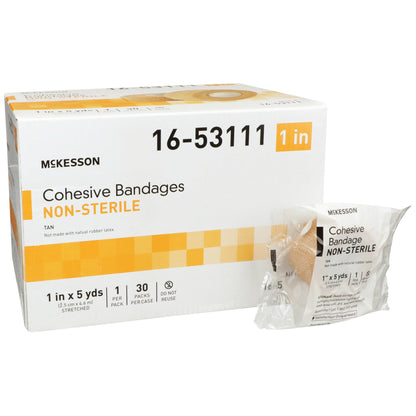 McKesson Cohesive Bandage 1 Inch X 5 Yard Self-Adherent Closure Tan NonSterile Standard Compression (520550_EA)