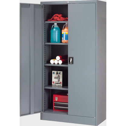 Global Industrial Steel Storage Cabinet, Recessed Handle, 36"W x 18"D x 72"H, Gry, Unassembled (WB237635GY)