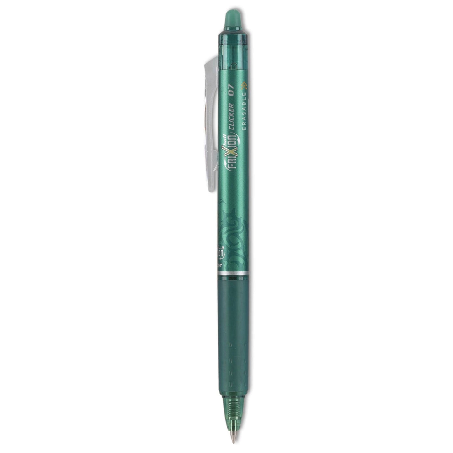 pilot-r-frixion-clicker-erasable-gel-pen-retractable-fine-0-7-mm-green-ink-green-barrel-dozen-pil31476_1