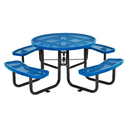 Global Industrial 46" Round Picnic Table, Expanded Metal, Blue (WB277150BL)