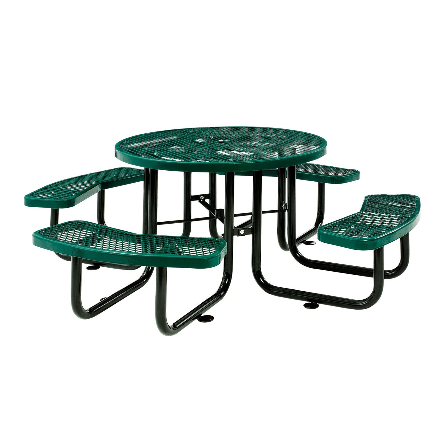 Global Industrial 46" Round Picnic Table, Expanded Metal, Green (WB277150GN)