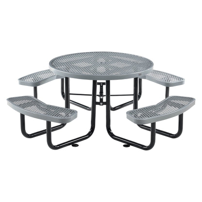 Global Industrial 46" Round Picnic Table, Expanded Metal, Gray (WB277150GY)