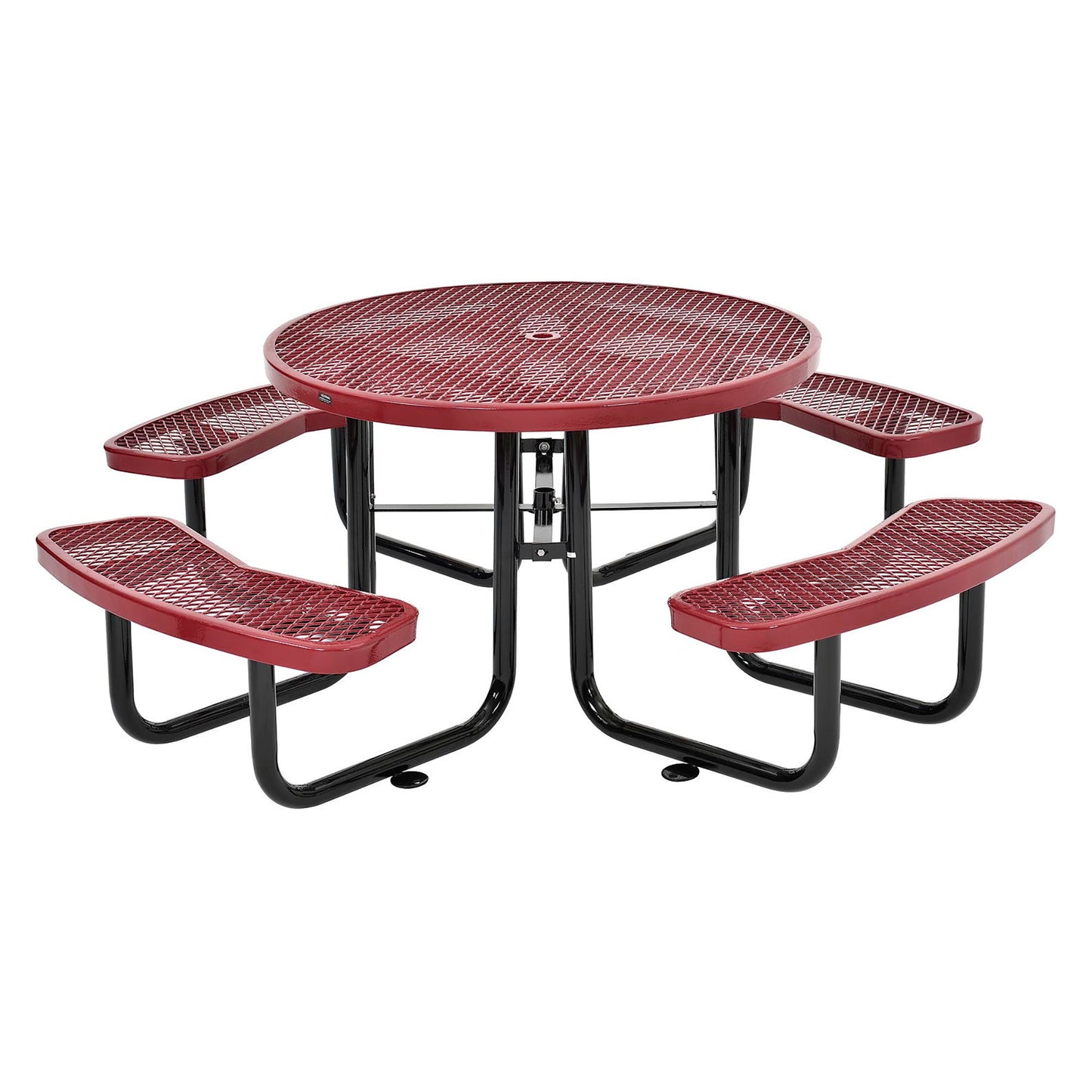 Global Industrial 46" Round Picnic Table, Expanded Metal, Red (WB277150RD)