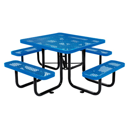 Global Industrial 46" Square Picnic Table, Expanded Metal, Blue (WB277151BL)
