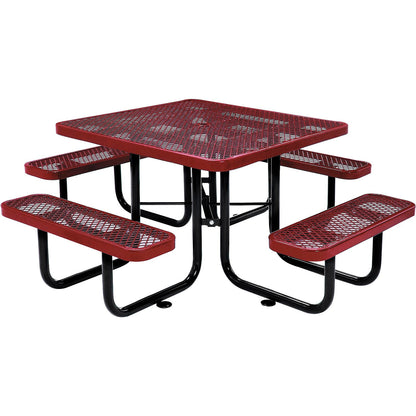 Global Industrial 46" Square Picnic Table, Expanded Metal, Red (WB277151RD)