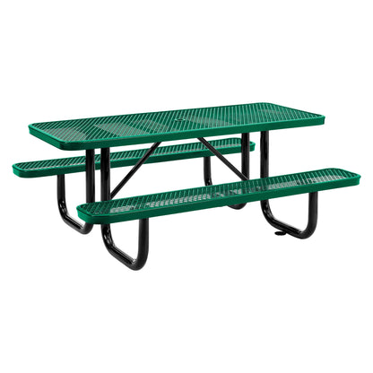 Global Industrial 6' Rectangular Picnic Table, Expanded Metal, Green (WB277152GN)