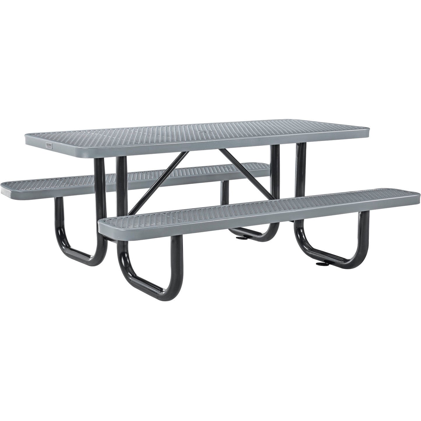 Global Industrial 6' Rectangular Picnic Table, Expanded Metal, Gray (WB277152GY)