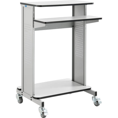 Global Industrial Mobile Computer Workstation & Standing Desk With Keyboard & Mouse Tray, Gray (WB277216GG)