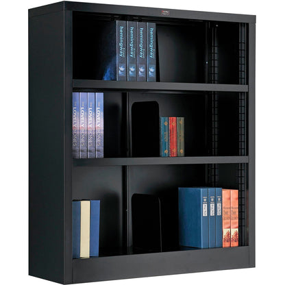 Interion All Steel Bookcase 36"W x 12"D x 42"H, Black, 3 Openings (WB277440BK)