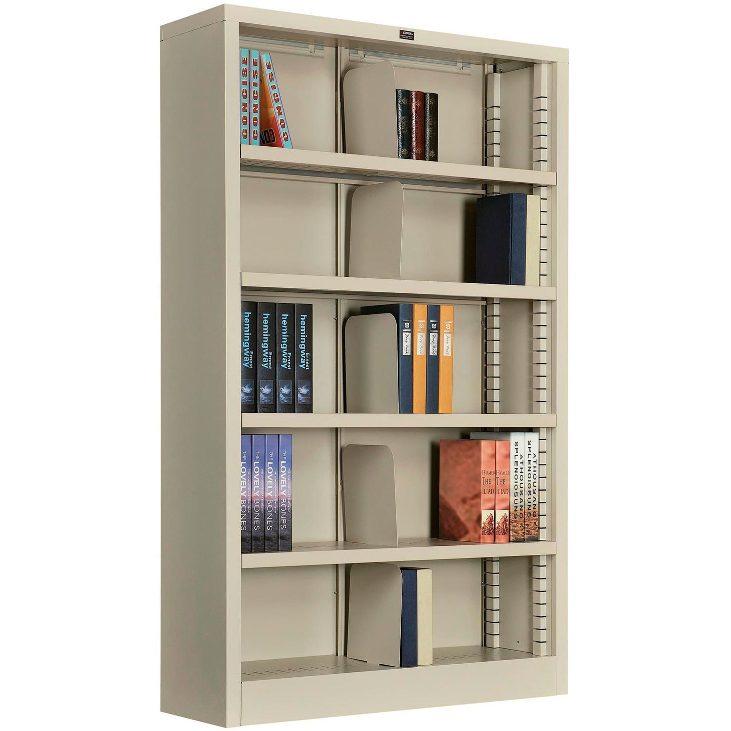 Interion All Steel Bookcase 36"W x 12"D x 60"H, Putty, 5 Openings (WB277441PY)