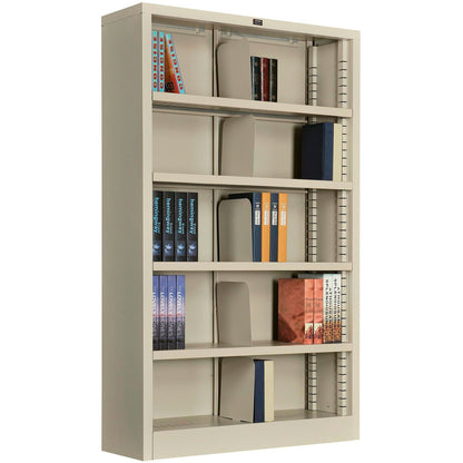 Interion All Steel Bookcase 36"W x 12"D x 60"H, Putty, 5 Openings (WB277441PY)