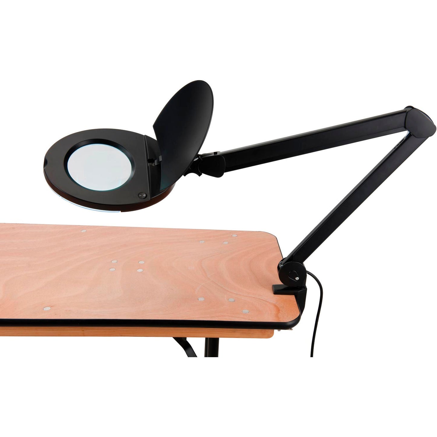 Global Industrial 8 Diopter LED Magnifying Lamp With Covered Metal Arm, Black (WB277665)