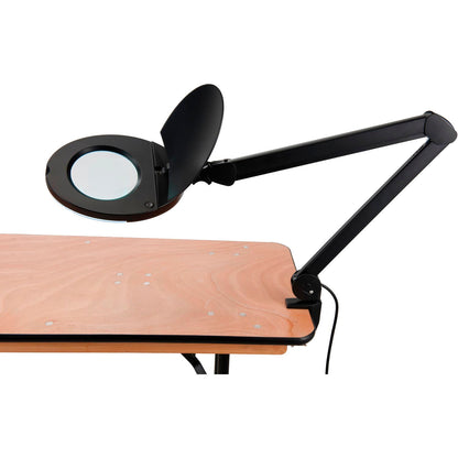 Global Industrial 8 Diopter LED Magnifying Lamp With Covered Metal Arm, Black (WB277665)