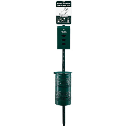 Global Industrial Steel Pet Waste Station With Rolled Waste Bags, Green (WB695795)
