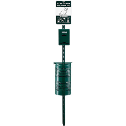 Global Industrial Steel Pet Waste Station With Tie-Handle Waste Bags, Green (WB695796)