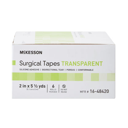 McKesson Medical Tape Transparent 2 Inch X 5-1/2 Yard Plastic / Silicone NonSterile (1073807_RL)