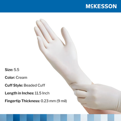McKesson Perry® Surgical Glove Size 5.5 Sterile Latex Standard Cuff Length Smooth Cream Not Chemo Approved (1044703_BX)
