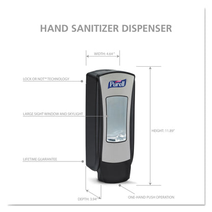 PURELL® ADX-12 Dispenser, 1,200 mL, 4.5 x 4 x 11.25, Chrome/Black (GOJ882806)