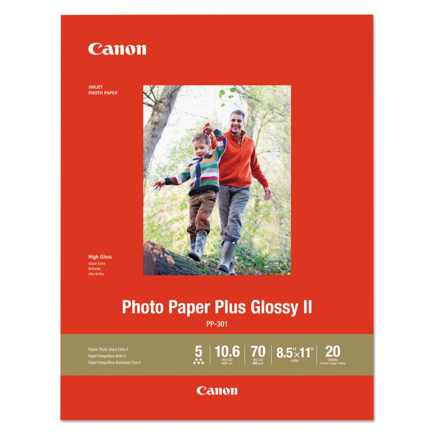 Canon® Photo Paper Plus Glossy II, 10.6 mil, 8.5 x 11, Glossy White, 20/Pack (CNM1432C003)