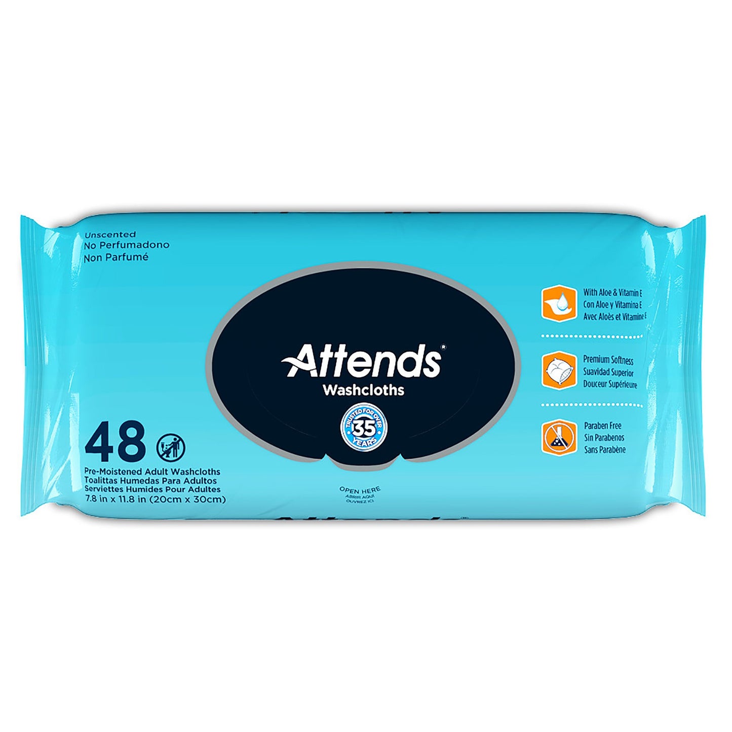 Attends® Personal Cleansing Wipe Soft Pack Unscented 48 Count (840137_CS)