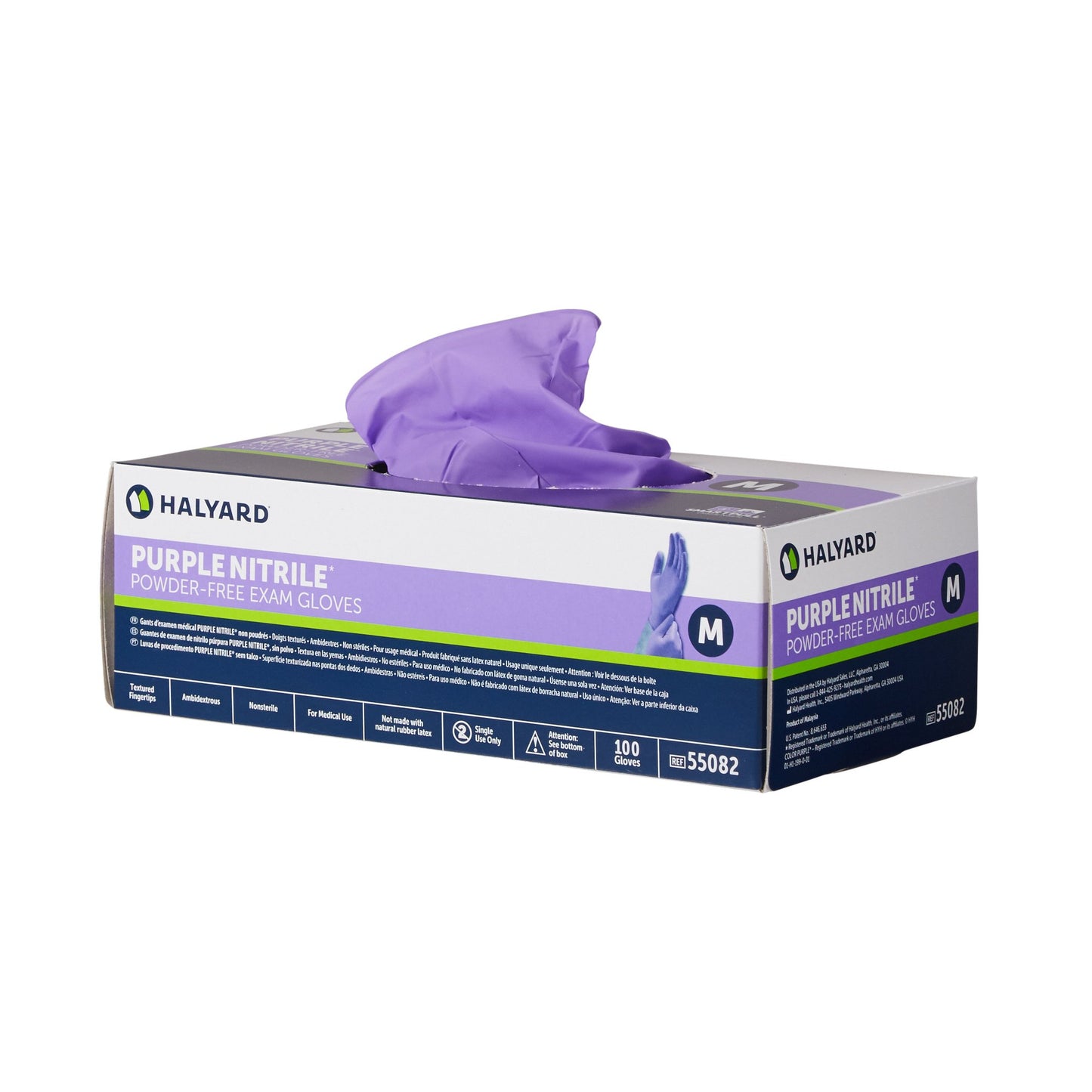 Purple Nitrile® Exam Glove Medium NonSterile Nitrile Standard Cuff Length Textured Fingertips Purple Chemo Tested (365061_CS)