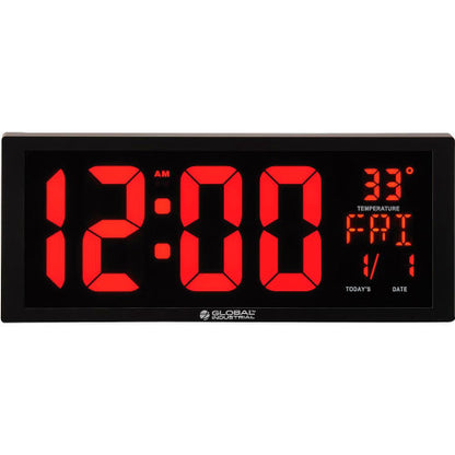 Global Industrial 4'' LED Digital Clock, 6" Power Cord with USB (WB282487)