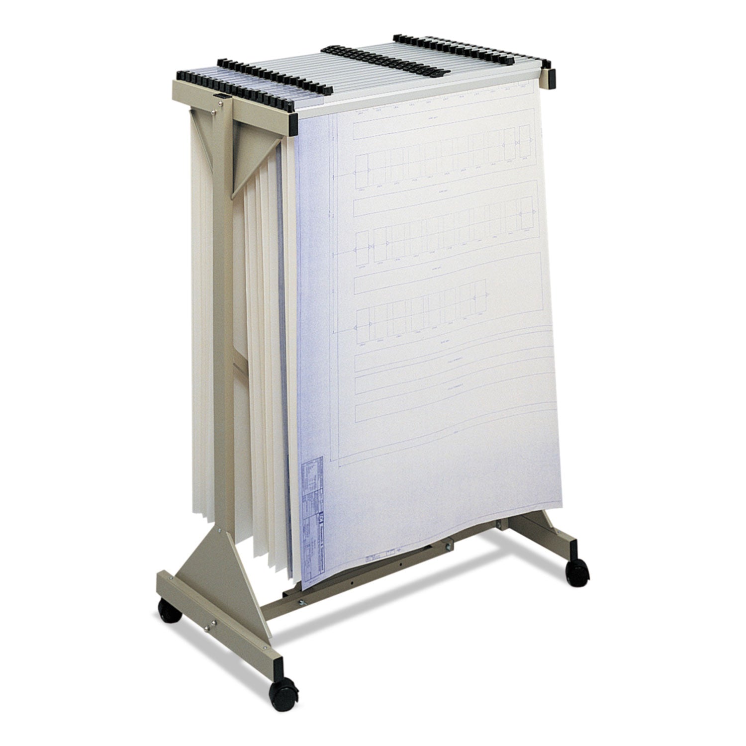 Plan Hanging Rack Safco® Mobile Plan Center Sheet Rack, 18 Hanging Clamps, 43.75w x 20.5 ...