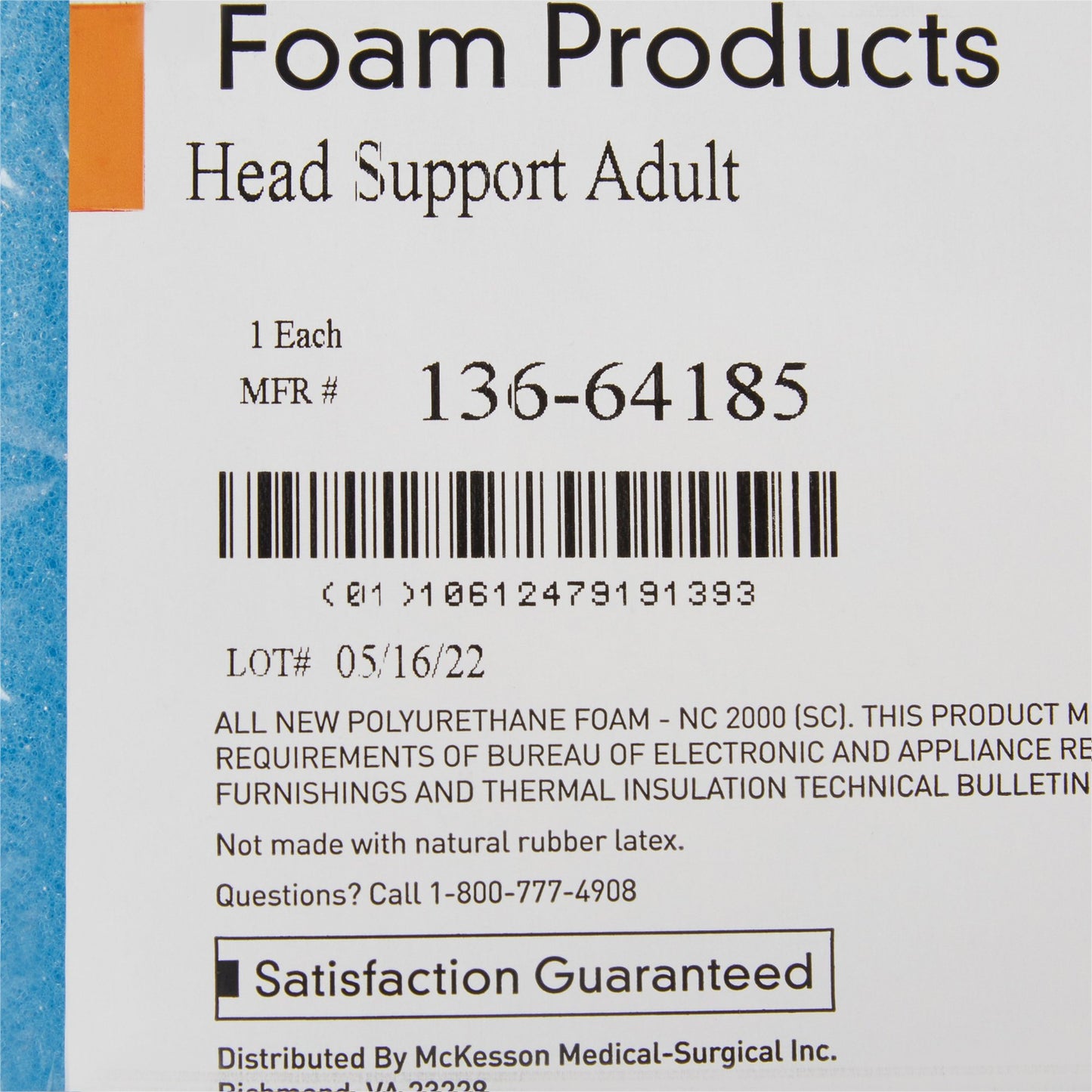 McKesson Head Positioner 9 W X 8 L X 4-1/2 H Inch Foam Freestanding (929212_EA)
