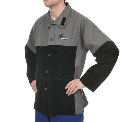 Weldas® Welding Jacket, Large, Flame Retardant Cotton, Black/Gray (283-38-4350L)