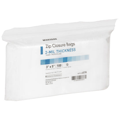 McKesson Reclosable Bag 3 X 5 Inch Polyethylene Clear Zipper Closure (890534_BX)