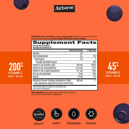 Airborne® Immune Support Supplement Gummy 50 per Bottle (1231251_BT)